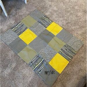 Yellow and Gray Patchwork Blanket with monogram Avery Kate